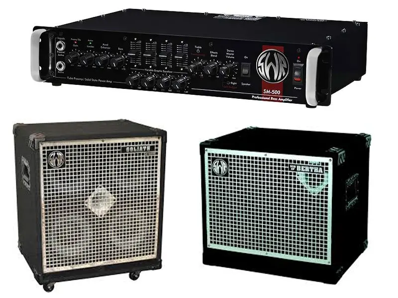 SWR SM-500 ampli basse avec baffles Goliath III et Son of Bertha en location backline à Marseille, Toulon et Nice