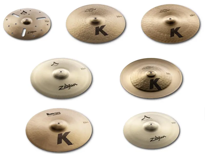 Pack cymbales crash et effets Zildjian A Custom, K Custom et Sabian AA en location backline à Nice, Monaco et Menton